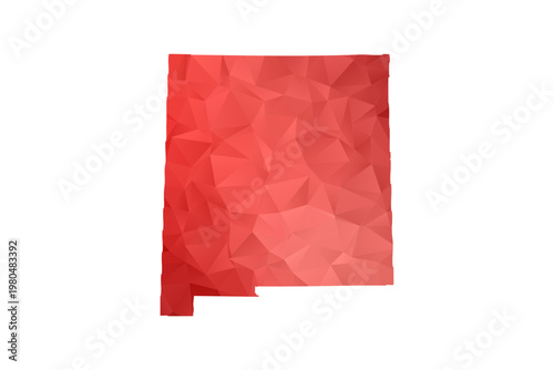 New Mexico Map - Polygon Style Vector Illustration in Red Gradient, Low Poly Geometric Design, Isolated on White Background, Perfect for Infographics, Reports, and Educational Materials.