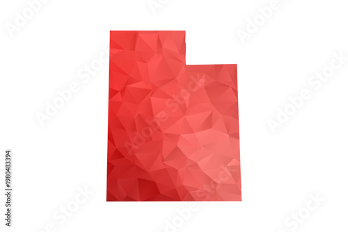 Utah Map - Polygon Style Vector Illustration in Red Gradient, Low Poly Geometric Design, Isolated on White Background, Perfect for Infographics, Reports, and Educational Materials.