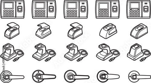 A schematic view showcasing different security system components, offering a clean, technical illustration.