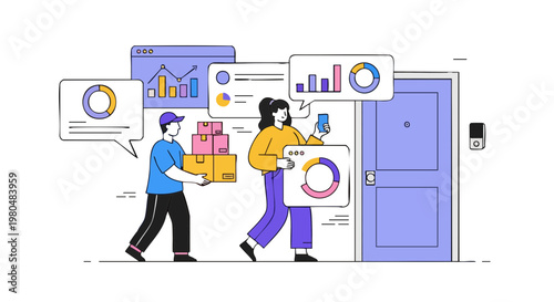 Logistics and Last Mile Delivery Data Analytics Illustration