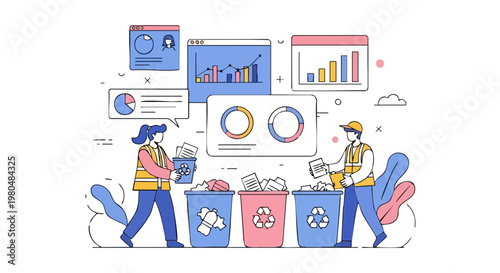 Waste Management and Recycling Data Analysis Illustration