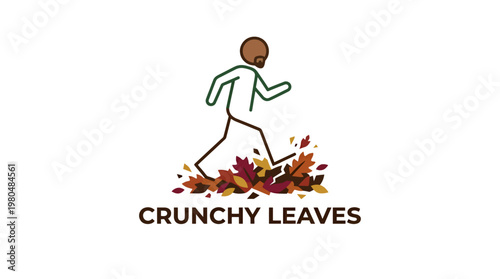 Running Figure Kicking Up Autumn Leaves