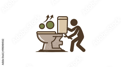 Plumber Fixing a Clogged Toilet