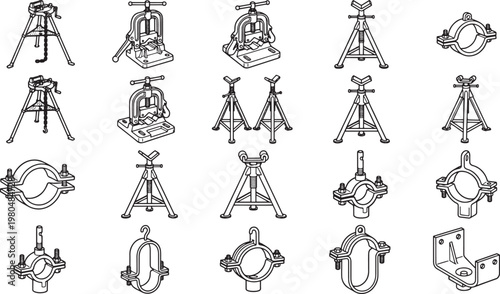 A collection of industrial tools and equipment, essential elements for construction.