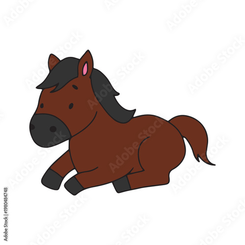 A cute cartoon dog happily holding a bone with a funny smiling face in a simple vector style