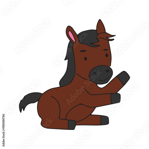 A cute cartoon dog happily holding a bone with a funny smiling face in a simple vector style