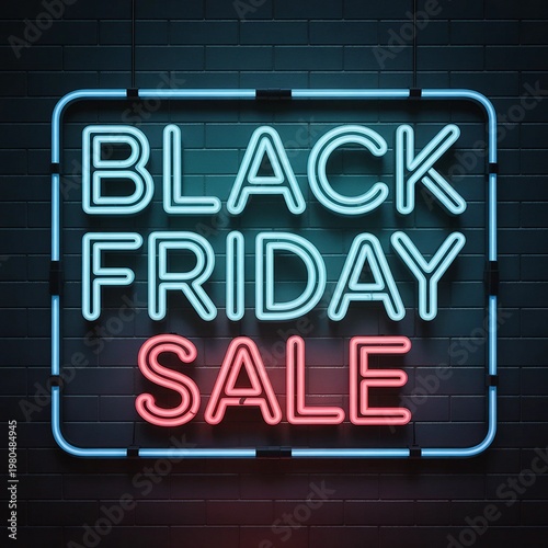Black Friday Sale Neon Sign on Brick Wall