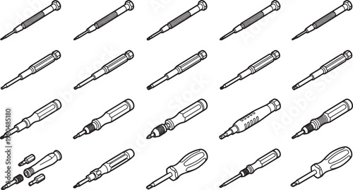 A meticulous array of precision screwdrivers showcases various sizes and tip configurations, embodying the tools of the trade.