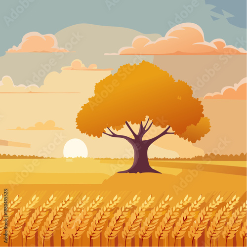 Large Tree in a Field Landscape.