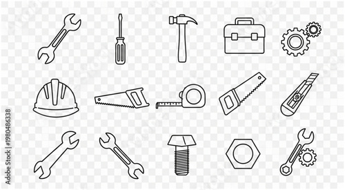 Collection of various construction tools and equipment for repair and building work.