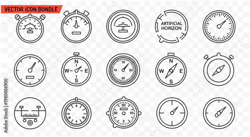Collection of various aviation instrument icons, perfect for flight-related designs and projects.