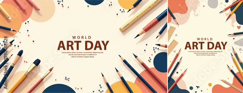 Elegant world art day background, World art day illustration for website, banner & social media template