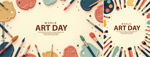 Elegant world art day background, World art day illustration for website, banner & social media template