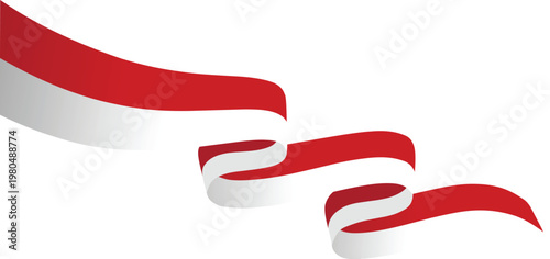 Red and White Waving Ribbon Vector for Indonesian Education Day