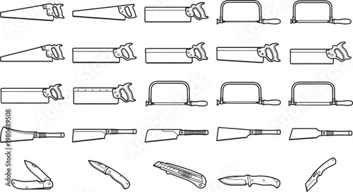 Array of various hand tools illustrated, the image presents a collection of essential hand tools commonly used in various manual tasks and crafts.