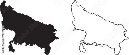 uttar pradesh map silhouette and outline india state icon vector art illustration