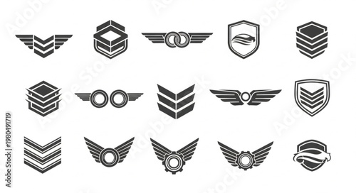 Collection of Military Insignia and Badges Vector Graphics.