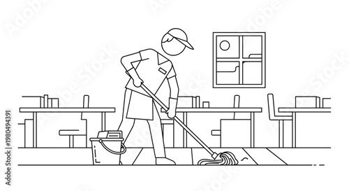 Man cleaning with a broom.