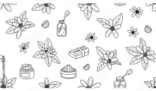 Minimal Neroli Orange Blossom Cosmetic Seamless Pattern Vector