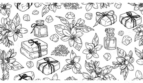 Orange Blossom Neroli Seamless Pattern Spa Beauty Vector Design