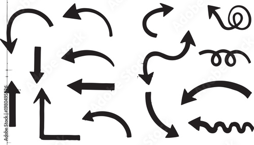 Fotografia Various bold brush drawn curved arrows