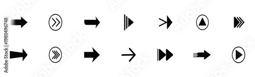 Free Download A simple black vector icon set featuring arrows, cursor pointers, and circular navigation symbols with grass and plant silhouettes in a clean web design style. Vector illustration. - GFXLoad