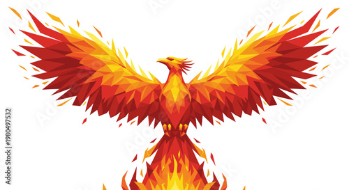 Phoenix Rising from Flames.