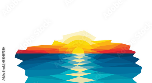 Sunset over calm ocean water.