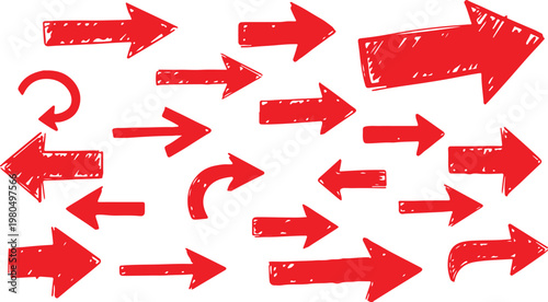 Obraz na plátně Various bold brush drawn curved arrows