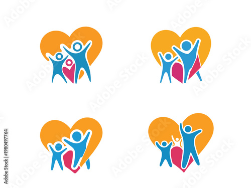 Stylized logo depicting families embraced within heart shapes conveying love and unity