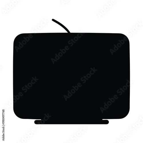 Retro Television Silhouette with Antenna A Vintage Media Communication Icon