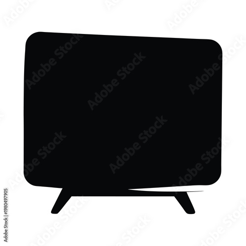 Silhouette of a vintage television set on a white background