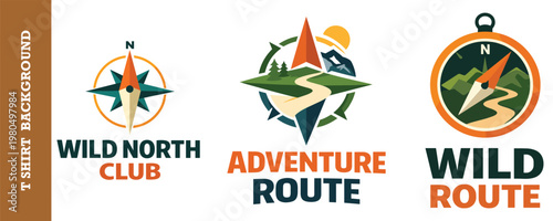 wild north vector logo set for outdoor adventure and navigation designs.