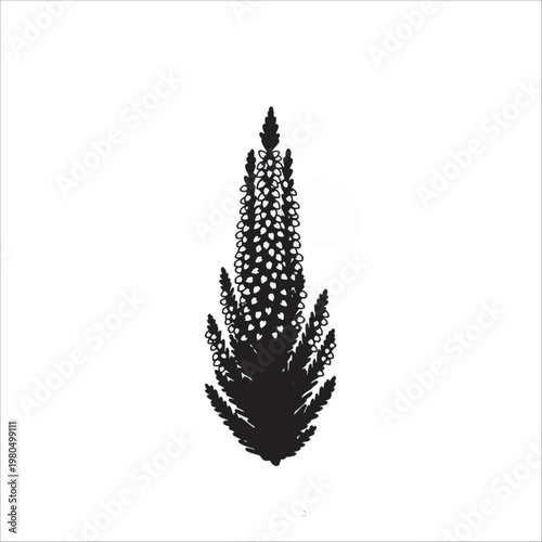 Black and white vector silhouette of a flower plant isolated design illustration