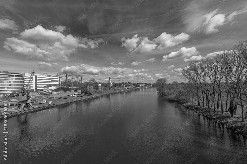 Naklejka premium The Main River near Frankfurt-Hoechst, Hesse, Germany