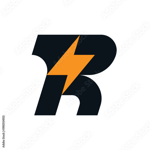 combination of electrical symbols between the number one and the letter R logo vector
