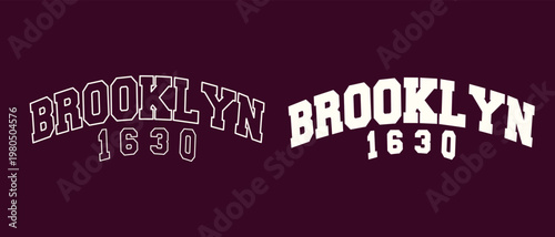 Brooklyn vintage varsity streetwear typography print for graphic tee, t-shirts, hat, and poster design 2026 - vector