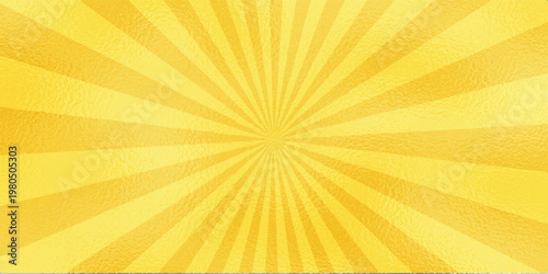 Yellow banner with Sun rays, yellow lines background, light