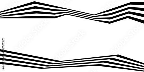 Perspective lines black stripes with 3d dimensional effect. Geometric vector abstract background
