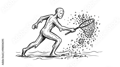 Abstract Figure Chasing and Catching Particles