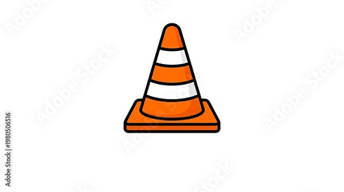 Orange traffic cone road sign.