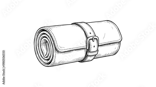 Rolled Leather Pen Case with Fastening Strap