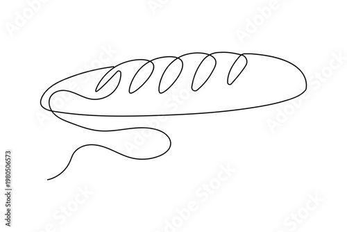 Bread loaf continuous line art minimalist style isolated outline vector illustration for bakery