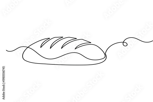 Bread loaf continuous line art minimalist style isolated outline vector illustration for bakery