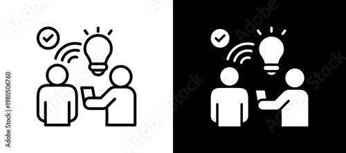 Knowledge Sharing Icon Set In Black And White Filled Style Collection