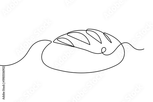 Bread loaf continuous line art minimalist style isolated outline vector illustration for bakery