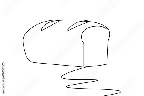 Bread loaf continuous line art minimalist style isolated outline vector illustration for bakery
