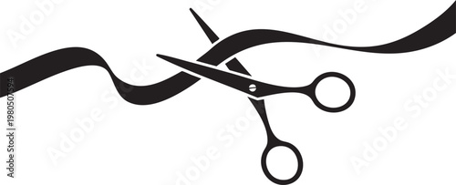 Foto Scissors cutting a ribbon symbolizing a grand opening or celebration event isola