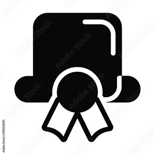 Vector graphic of a black certificate icon with a ribbon