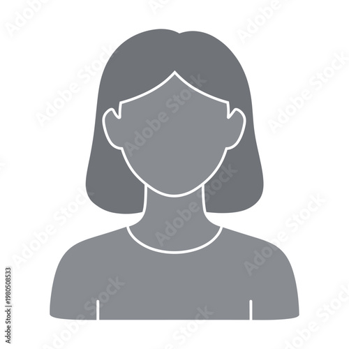Vector of a woman's face and shoulders in a simple, modern style.